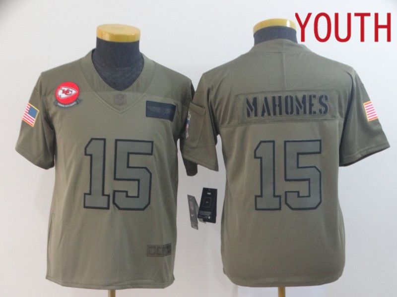 Youth Kansas City Chiefs #15 Mahomes Nike Camo 2019 Salute to Service Limited NFL Jerseys->youth nfl jersey->Youth Jersey